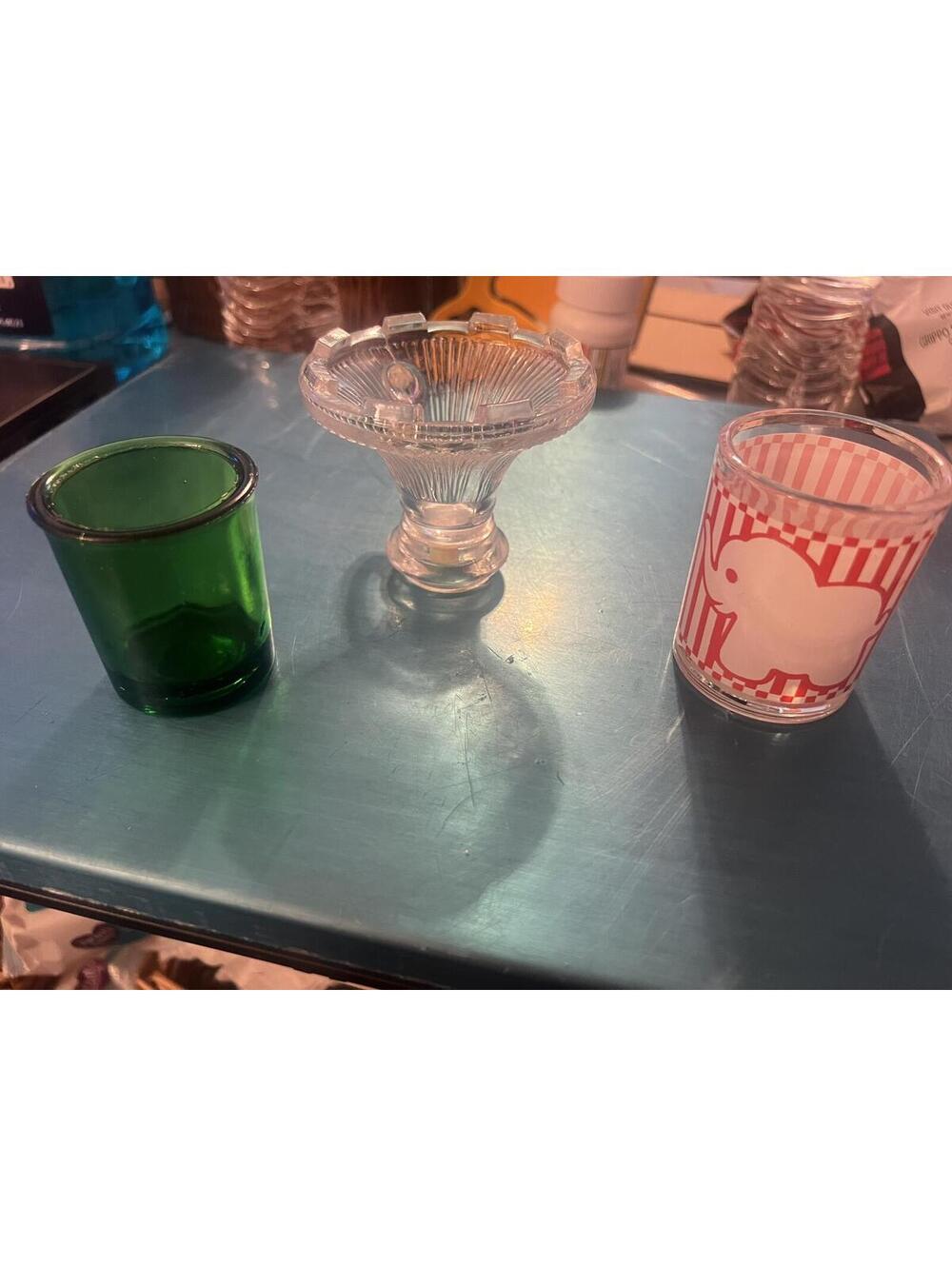 Set of 3 Vintage Glass Candle Holders